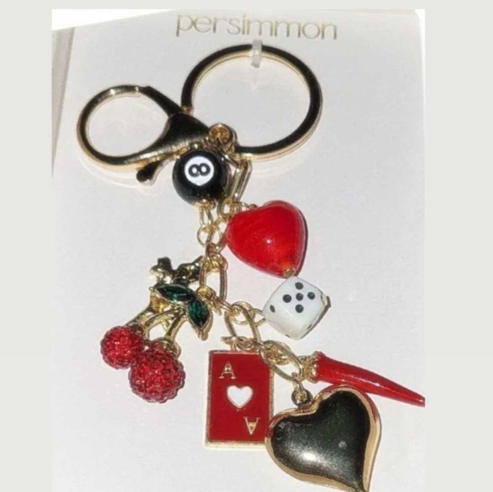 ♥️▪️Persimmon▪️Embellished Keychain Bag Charm with playful charms